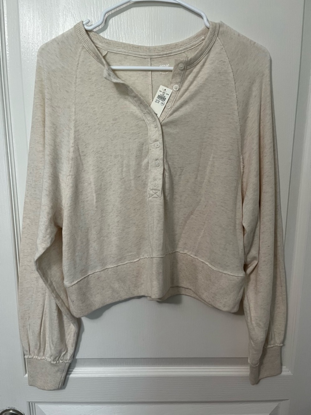 NWT aerie Oatmeal Long Sleeve Henley Pullover